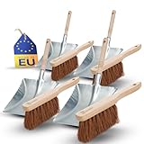Novaliv 4X Kehrschaufel Set verzinkt Kokosborsten Kehrblech und Handfeger Set...