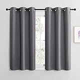 NICETOWN Vorhang Blickdicht Kurz Vorhänge Grau 2er Set H120 x B107 cm...