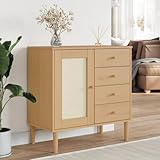 ShGaxin SENJA Sideboard, Rattanoptik, Kiefernholz, braun, 80 x 40 x 80 cm, Sideboards für...