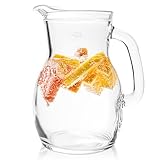 KONZEPT Hochwertiger Wasserkrug Glas 1 Liter 1 Stk Glaskrug Perfekt für Wasser,...