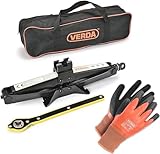 Scherenwagenheber 1,5T + Arbeitshandschuhe Car Jack Kit mit Ratsche und...