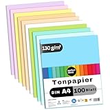 perfect ideaz - 100 Blatt Tonpapier A4, 10 Pastell-Farben, 130 g/m², made in...