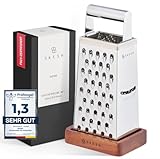 SKESH® Premium Reibe (24,5x10,5cm) - Küchenreibe mit Schale aus echtem Holz -...