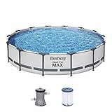 Bestway Steel Pro MAX Frame Pool-Set mit Filterpumpe Ø 427 x 84 cm, lichtgrau, rund