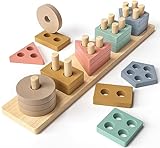 Steckspiel Montessori Spielzeug ab 1 2 3 Jahre Holz Formensortierspiel & Stapeln...