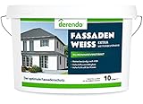 derendo Fassadenfarbe weiß silikonharzverstärkt mit EXTRA Wetterschutz, 10l,...