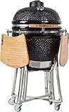 AsVIVA Redneck Keramik Grill (47cm Grillfläche), BBQ Grill, Edelstahl Anbauteile, Bambus...