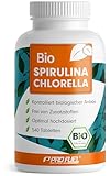 Bio Spirulina & Chlorella Presslinge 540x - optimal hochdosiert - 3000 mg...