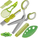 Willkey Kräuterschere Set 5 Blades Kräuterschere mit Kräuterstripper 7 Klingen...