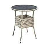 Juskys Polyrattan Gartentisch Yoro wetterfest - Balkontisch Ø 60 cm rund -...