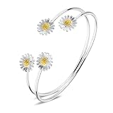 Abeillo 925 Silber Armreif Armband Einstellbar,Gänseblümchen Armband,Charm...