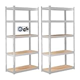 Arebos 2er Set Schwerlastregal 180 x 90 x 40 | 875kg Tragkraft | 0,63 mm | 5 verstellbare...