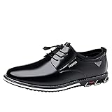 TDEOK Atmungsaktive Bequeme Business-Schnürschuhe für die Arbeit, Freizeit, einfarbige...