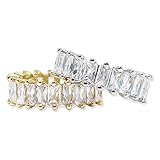 Neikafan 2 Stück Ring mit Zirkonia Kristallen Geschnitten Rechteck Ring Eternity Damen...