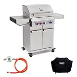 TAINO PLATINUM Gasgrill Set mit Abdeckhaube und Regler Grill-Set Edelstahl Piezozündung...