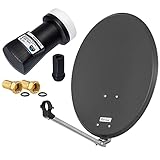 HD Digital SAT Anlage 60cm Spiegel Schüssel Anthrazit Stahl + Single LNB 1 Teilnehmer zum...