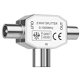 AXFEE Antennen-Verteiler 2 Fach, Antennenverteiler für TV, 1 Buchse auf 2 Koax...