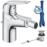 GROHE Swift- Bidetarmatur (wassersparend, ~16cm hoch, inkl. Montagewerkzeug, Zugstange),...