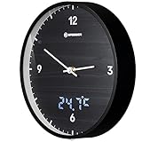 Bresser MyTime Wanduhr mit Funk ohne Tickgeräusche mit 24 cm großem Ziffernblatt, LED ...