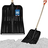 KOTARBAU® Schneeschaufel mit Holzstiel - 37 x 50 cm - Schaufel aus Kunststoff -...