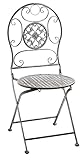 Kobolo Metallstuhl Gartenstuhl Vintage Nostalgie Stuhl aus Metall grau 91cm
