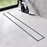 Sudzio Duschrinne 60cm, Befliesbar Duschrinne extra flach mit Siphon Geruchsstop...