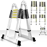 Joparri Teleskopleiter Klappleiter Aluminium, 5M Ausziehbare Leiter,...