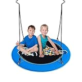 KOMFOTTEU Outdoor Nestschaukel mit LED-Lichtern, Baumschaukel mit verstellbarem...