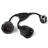 Mehrfachsteckdose mit 2 Schuko Steckdosen, HAUSPROFI 2-in-1 Steckdosenadapter...