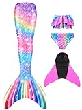 shepretty Meerjungfrauenschwanz zum Schwimmen für Kinder mit Meerjungfrau...