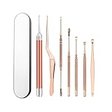 VIDOJI Ohrenlffel LED Ohrwachs Picker Edelstahl Ohrstöckchen Wachsentferner Kürette Ohr...