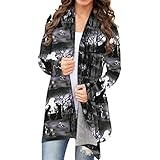 Zldhxyf Damen Kariert Mantel Top für Frauen Halloween Casual Bluse Tier Katze...