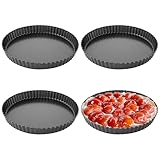 CYEER 4 Stück Tarteform mit Hebeboden 24CM, Quicheform mit Hebeboden,...
