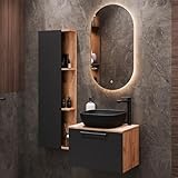 Planetmöbel Astra Badmöbel Set mit Waschtisch 60 cm mit 1x Seitenschrank Gold...