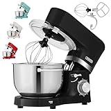 Arebos Küchenmaschine 1500W Schwarz | Knetmaschine mit 2x...