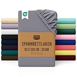 Utopia Bedding - Spannbettlaken 90x200cm - Grau - Oeko-Tex Zertifiziertes Gebürstete...