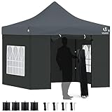 VOUNOT Pavillon 3x3m Wasserdicht Stabil Winterfest, Pop Up Faltpavillon mit 4...