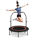 Fitness Trampolin mit Haltestange, Trampoline mit Klappfunktion, Durchmesser 100...