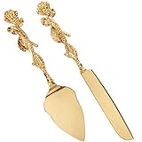 Fyeme 2 Stück Tortenmesser Set Gold Vintage Gravierter Rosen Tortenheber Enthalten...