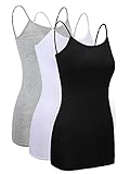 Satinior 3 Stück Unterhemden Damen Spaghettiträger Damen Basic Top Layering Lange Tanks...