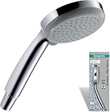hansgrohe Croma 100 - Duschkopf, Handbrause mit 4 Strahlarten, runde Duschbrause...