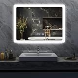 YU YUSING Badspiegel LED 80x60cm Badezimmerspiegel mit Beleuchtung Wandspiegel mit...