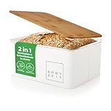 Lumaland Cuisine Brotkasten | Brotdose aus Metall mit Bambus Deckel | Brotbox...