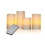 X4-LIFE LED Echtwachskerzen mit Fernbedienung 4er Set - Flackernde Flamme - Stumpenkerzen...