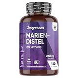 Mariendistel Kapseln - 2000mg Mariendistel Pulver - Mit 80% Silymarin Extrakt - 180 Stück...