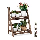 Relaxdays Blumentreppe, 2-stufig, Blumenleiter Holz, klappbar, Leiterregal Pflanzen, HBT:...