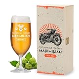 polar-effekt Leonardo Bierglas Tulpe 0,3 L mit Gravur & Holzkiste mit UV-Druck -...