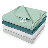 MAKIAN Moltontücher Set, 4X Stoffwindeln 80x80 cm - 4 Stück Baby Spucktücher/weiche,...