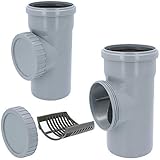 Fallrohrfilter DN 100 Ø 110 mm Grau | Regenrohfilter mit Sieb Regenrohrablauf...