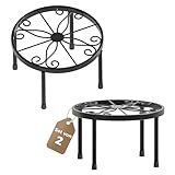 Bamworld Blumenständer Metall Schwarz 2er Set – Pflanzenständer Blumenhocker...
